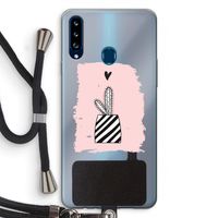 Zwart-wit cactus: Samsung Galaxy A20s Transparant Hoesje met koord Zwart-wit cactus: Samsung Galaxy A20s Transparant Hoesje met koord