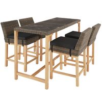 tectake® - Wicker bartafel Lovas met 4 stoelen Latina - natuur - thumbnail