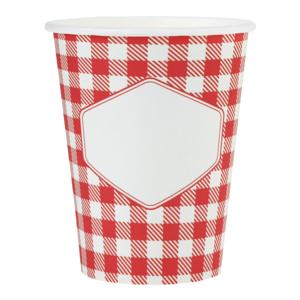 Santex Feest bekertjes - 10x stuks - boerenbont Oktoberfest thema - 270 ml - gingham/vichy print
