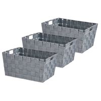 Set van 3x stuks kast/badkamer opbergmandjes zilvergrijs 30 x 20 x 14 cm