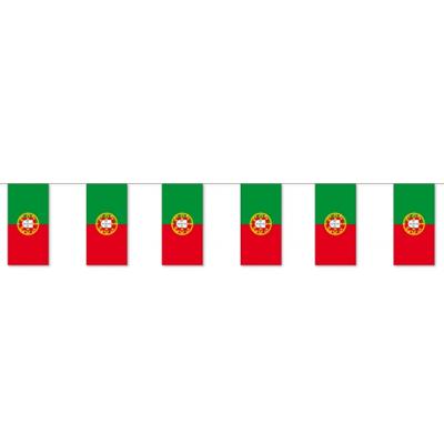 Papieren slinger Portugal - 400 cm - Italiaanse vlaggetjes - Supporters feestartikelen