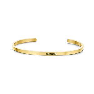 Key Moments 8KM-B00143 Stalen open bangle met tekst XOXOXO one-size Goudkleurig