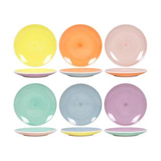 Ontbijtbord Ø19cm 2-tone pastel, 6 assorti