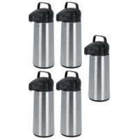 Thermoskan/isoleerkan - 5x - met pomp - RVS - 1,8 liter - Koffiekannen/theekannen