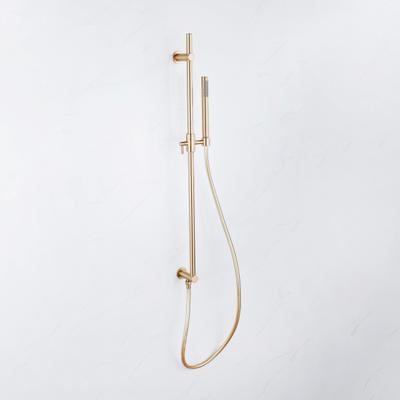 Fortifura Calvi Glijstangset - geïntegreerde wandaansluitbocht - doucheslang glad- staaf handdouche - Geborsteld Messing PVD (Goud) SW1111531/SW728176///SW720570