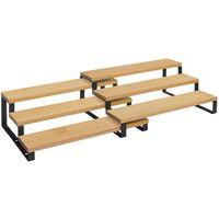 ACAZA Set van 2 Kruidenrekken met 3 Planken - Bamboe, Uitschuifbaar, Stapelbaar - thumbnail