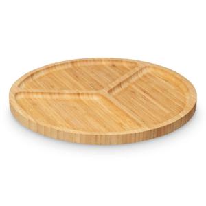 Serveerplank 3 vakken - D30 cm - bamboe hout - kaasplankje - borrelplank - tapasplank