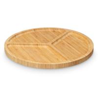 Serveerplank 3 vakken - D30 cm - bamboe hout - kaasplankje - borrelplank - tapasplank