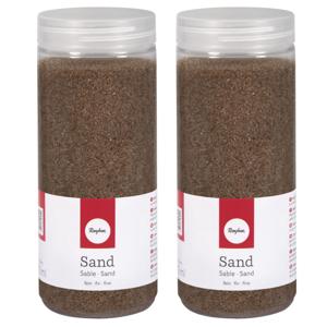 Hobby Fijn decoratie zand korrels - 2x - bruin - 475 ml - zandkorrels - knutselmateriaal