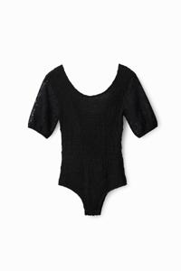 Body met gerimpeld effect - BLACK - XS