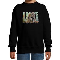 Tekst sweater I love koalas met dieren foto van een koala zwart voor kinderen - thumbnail