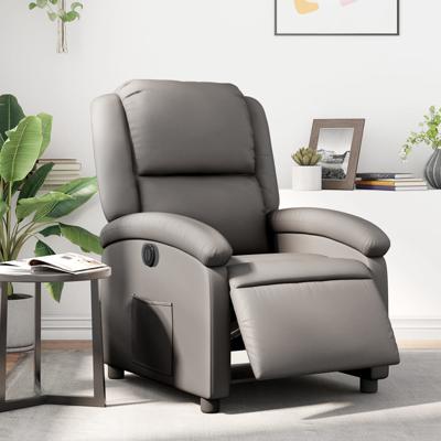 Fauteuil verstelbaar elektrisch echt leer grijs