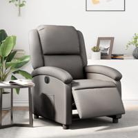 Fauteuil verstelbaar elektrisch echt leer grijs
