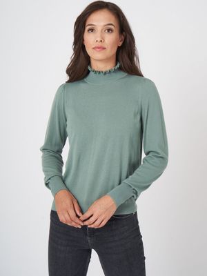 Trui met opstaande ruches kraag van cashmere melange