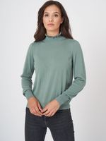 Trui met opstaande ruches kraag van cashmere melange