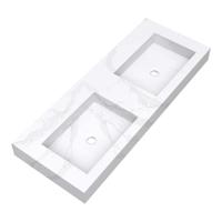 Brauer Coral Wastafel - 120 cm - met 2 Spoelbakken en 0 Kraangaten - Marmerlook Calacatta Gold