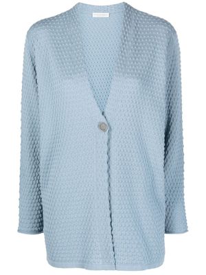 Le Tricot Perugia cardigan texturé à boutonnière devant - Bleu
