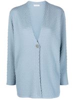 Le Tricot Perugia cardigan texturé à boutonnière devant - Bleu