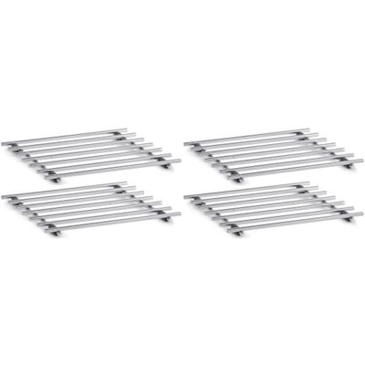 4x Grote zilveren pannenonderzetters verchroomd metaal 25 x 25 cm