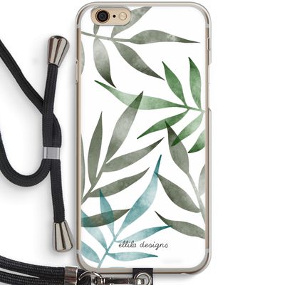 Tropical watercolor leaves: iPhone 6 / 6S Transparant Hoesje met koord