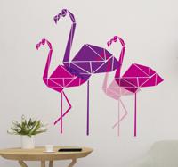 Muursticker flamingo's geometrisch - thumbnail