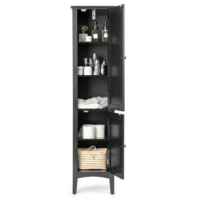 Opbergmeubel voor Badkamer Staande Kolom met 5 Niveaus Opbergkasten voor Keuken Woonkamer 37 x 37 x 160 cm (Zwart)
