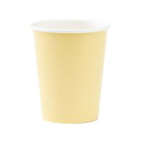 Feestbekers met hoesjes - 8x - lichtgeel - papier - 250ml