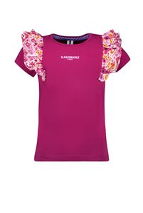 B.Nosy Meisjes t-shirt met ruffel - Festival fuchsia