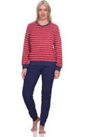 N dames pyjama badstof - Small Stripes - Warme winter pyjama