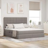 Opslag bed met matras met opslag Taupe 180 x 200 cm Nep Leer