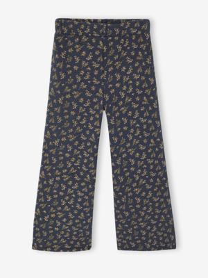Wijde fleece legging voor meisjes marineblauw