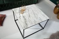 Elegante salontafel ELEMENTS 50cm wit met gepolijst marmeren blad - 40112 - thumbnail