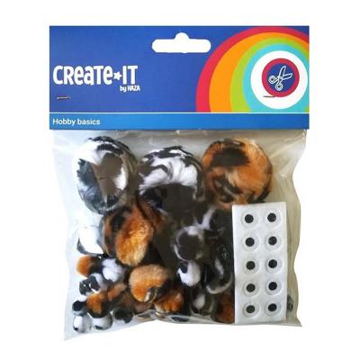 Create-It Pompom Animal Mix en oogjes 60 Stuks