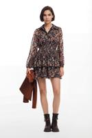 Korte bloemenjurk - BLACK - S