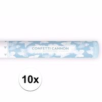 10x Confetti kanon bruiloft vlinders wit 40 cm   -