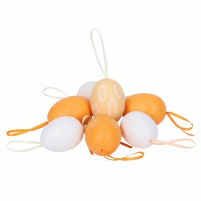 Paaseieren hangdecoraties - oranje - 12x stuks - 6 cm - kunststof - Pasen versiering voor paastakken