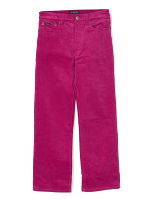 Ralph Lauren Kids pantalon en velours côtelé à coupe droite - Rose
