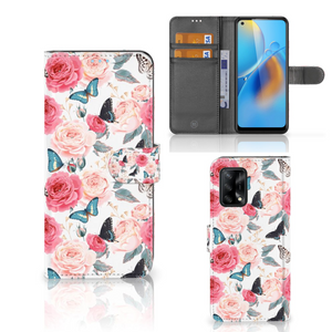 OPPO A74 4G Hoesje Butterfly Roses