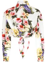 Dolce & Gabbana chemise crop à fleurs - Tons neutres