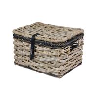 Mand Dijon L rotan grijs/zwart met Deksel Mand Dijon L rotan grijs/zwart met Deksel