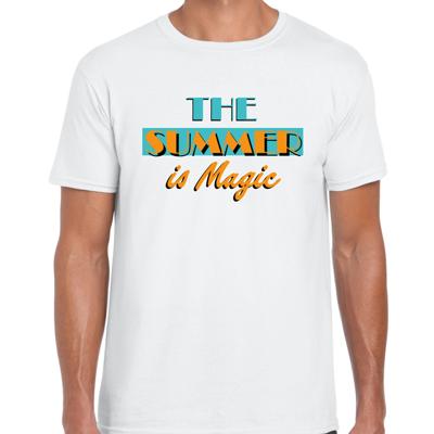 Toppers verkleed T-shirt heren - The summer is Magic - wit - Miami Vice - Tropische feestkleding
