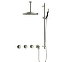 Hotbath Cobber - CB7067 - Inbouw Regendoucheset - Geborsteld Nikkel - 2 Stopkranen - Thermostatisch - Plafondbuis 15 cm - Hoofddouche 300 mm - Staafhanddouche - Glijstang 900 mm - met M106 - Waterbesparend