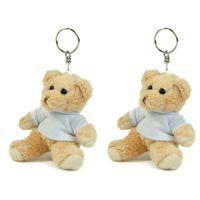 Set van 2x stuks teddybeer/beren sleutelhangers 10 cm - thumbnail