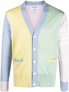 Thom Browne cardigan colour block à carreaux - Vert