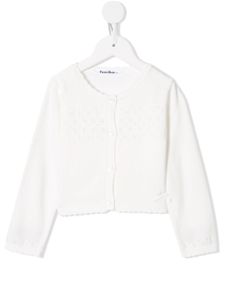 familiar cardigan en maille pointelle à bords festonnés - Blanc