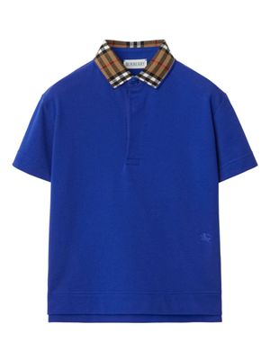 Burberry Kids polo à col orné de perles - Bleu