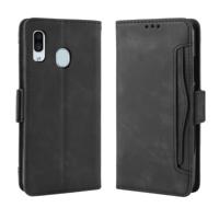 Portemonnee stijl huid voelen kalf patroon lederen draagtas voor Galaxy A40 met aparte kaartsleuf (zwart)