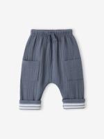 Babybroek van katoengaas blauw