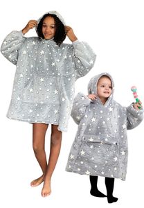 Fleece deken met mouwen & capuchon - kind - Glow in the Dark