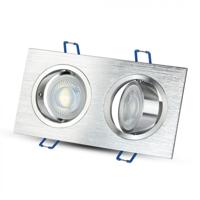 Mallorca Dubbel LED Inbouwspot - Kantelbaar armatuur - 91x180 mm - GU10 Fitting incl. lamphouder - Vierkant - IP20 voor binnen - RVS